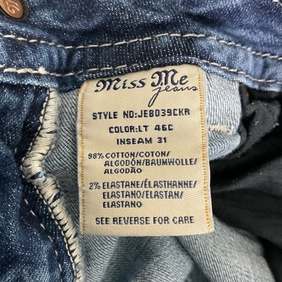 Miss Me Cuffed Skinny Flap Pocket Sequin Detail Distressed Jeans Sz 27 - Picture 12 of 12